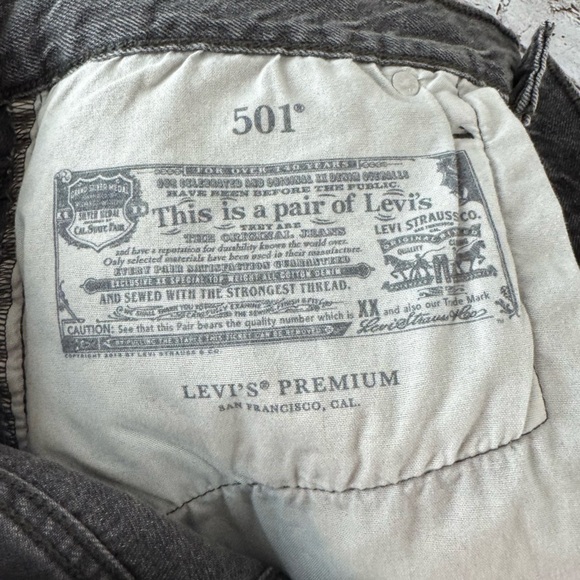 NWT Levi's 501 High Rise Denim Jean Shorts Size 32 Gray Black Button Fly Cut Off - Picture 6 of 13